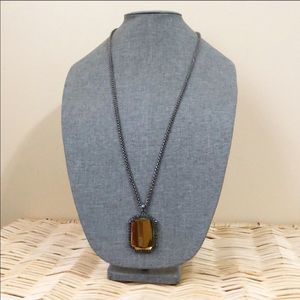 Large Iridescent Pendant Black Chain Necklace